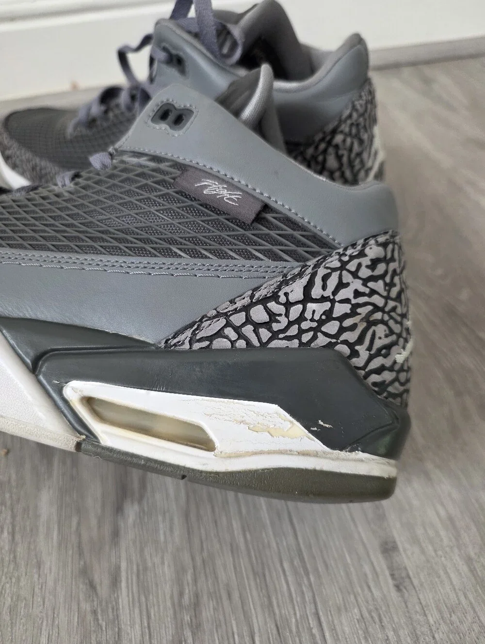 Jordan Flight Club 80s Gray Black Elephant Print Mid Top Sz 12